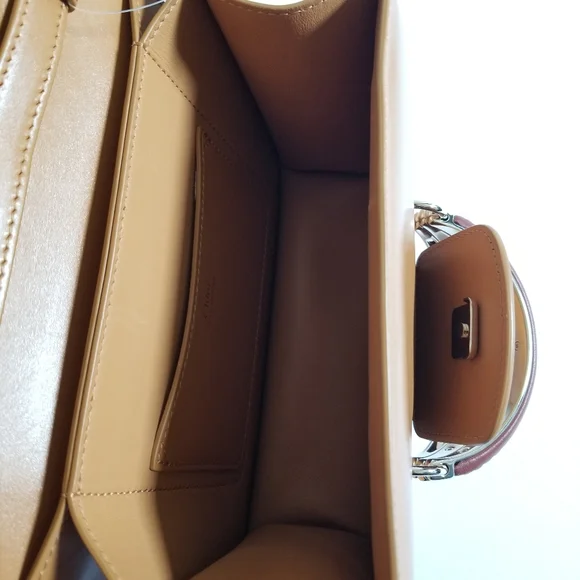 Chloé Kattie Leather Crossbody Clutch Bag Camel Brown - Picture 7 of 13